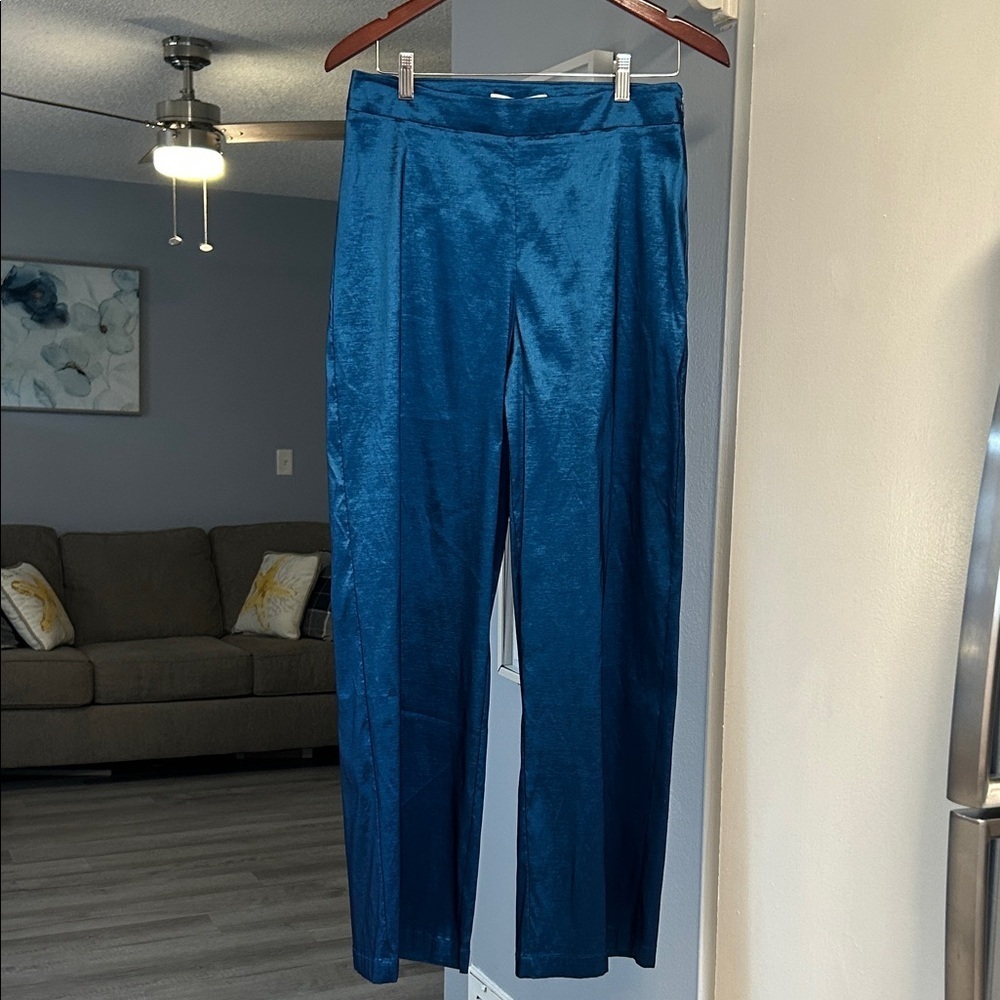 Preston York Blue Iridescent Satin Wide Leg Formal Pants
Women’s Size 6 Side Zip